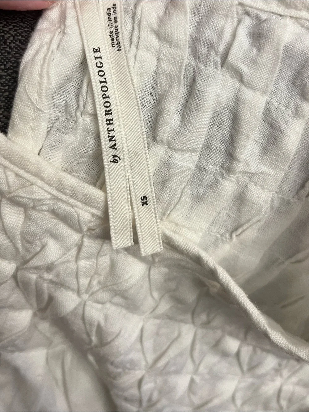 Anthropologie White Smocked Yoke Puff Sleeve Top